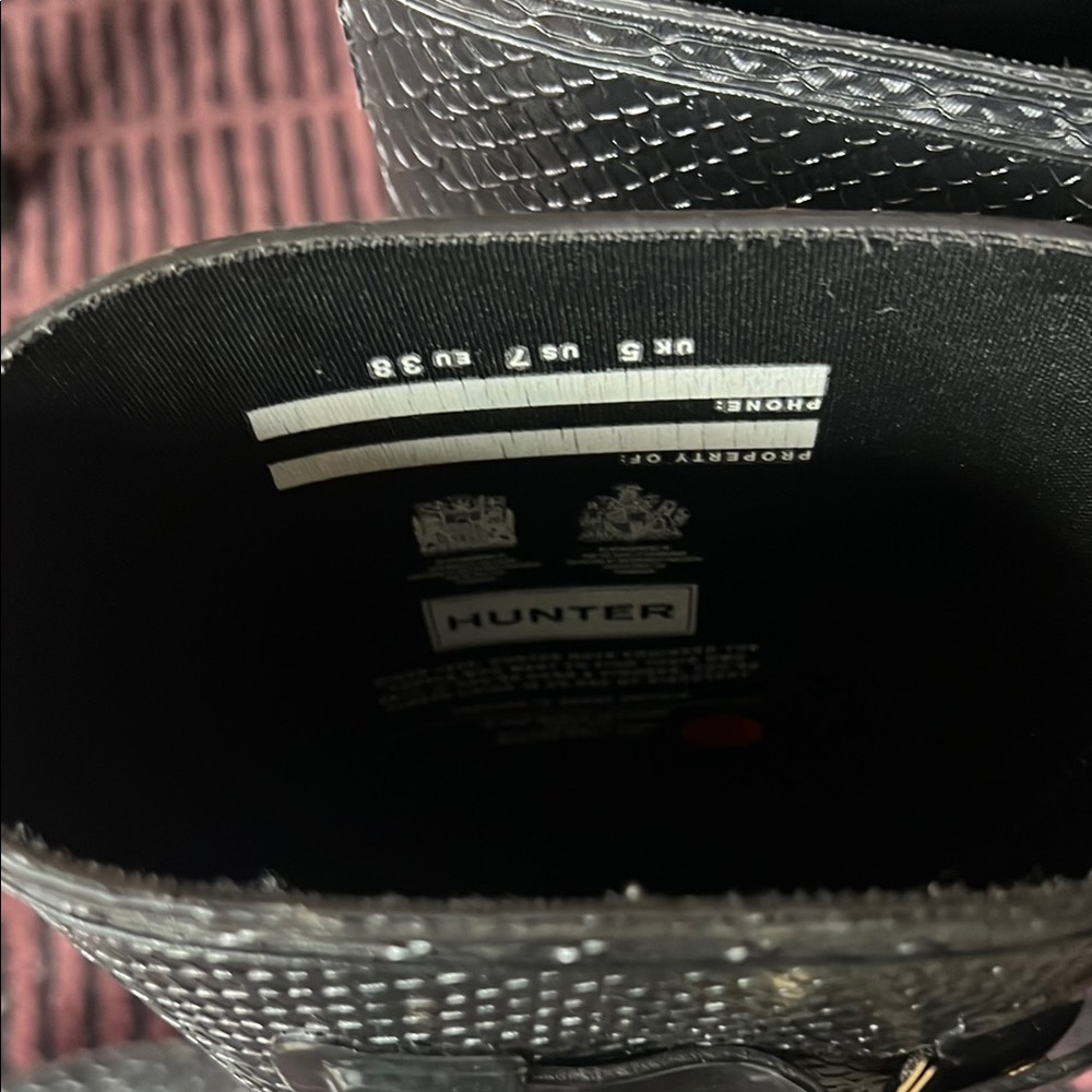 Hunter Black Snake-Patterned Boots - image 4